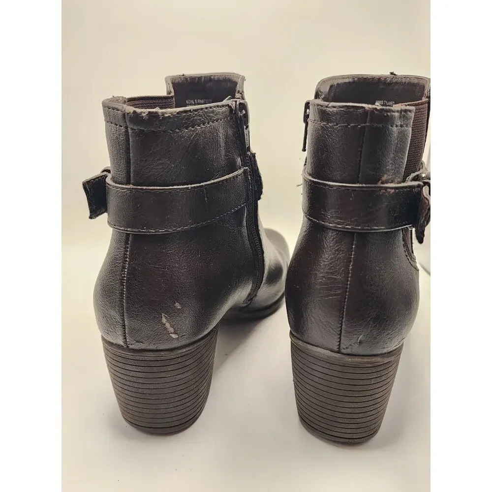 CROFT & BARROW KOHLS WOMENS 7.5 BROWN ZIP HEELED ORTHOLITE BOOTS PREPPY WORK